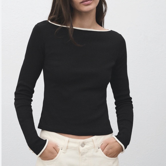 Mango Cotton T-Shirt With Buttoned Cuffs